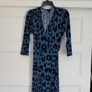 Banana Republic Teal Dot Wrap Dress